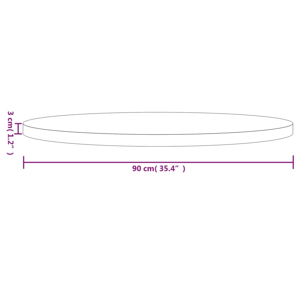 Plateau de table rond Ø70x3 cm en bois de pin massif