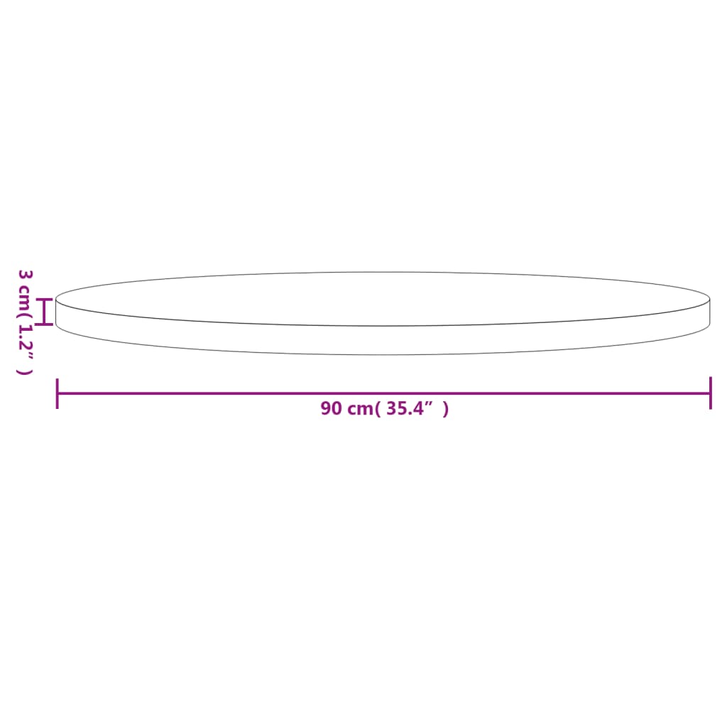 Plateau de table rond Ø70x3 cm en bois de pin massif