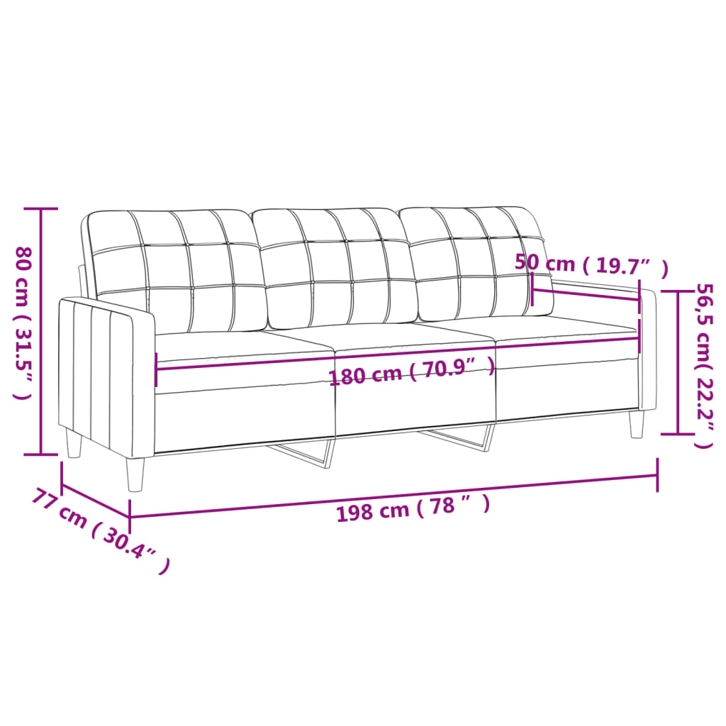 Canapé trois places 180 cm tissu