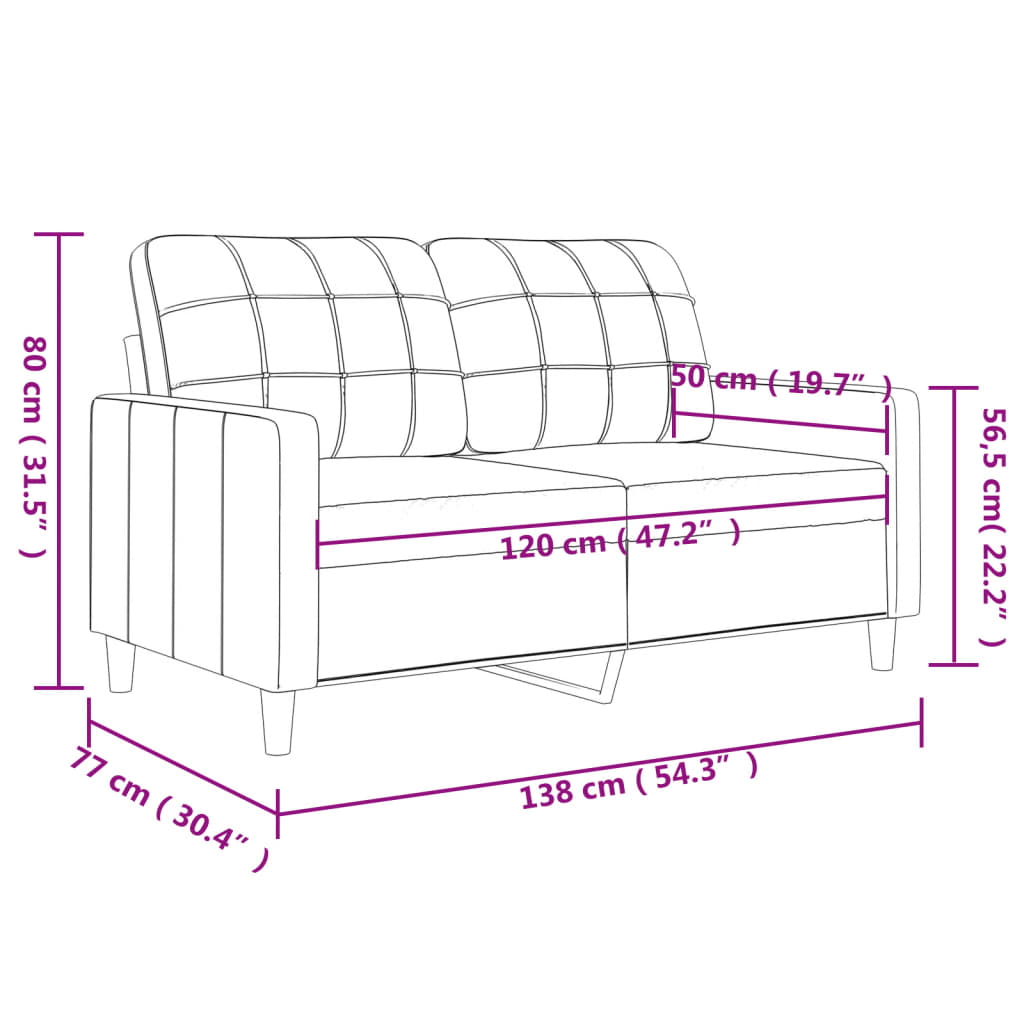 Tweezitsbank 140 cm kunstleer