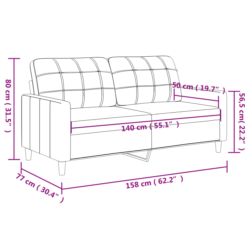 Tweezitsbank 140 cm kunstleer