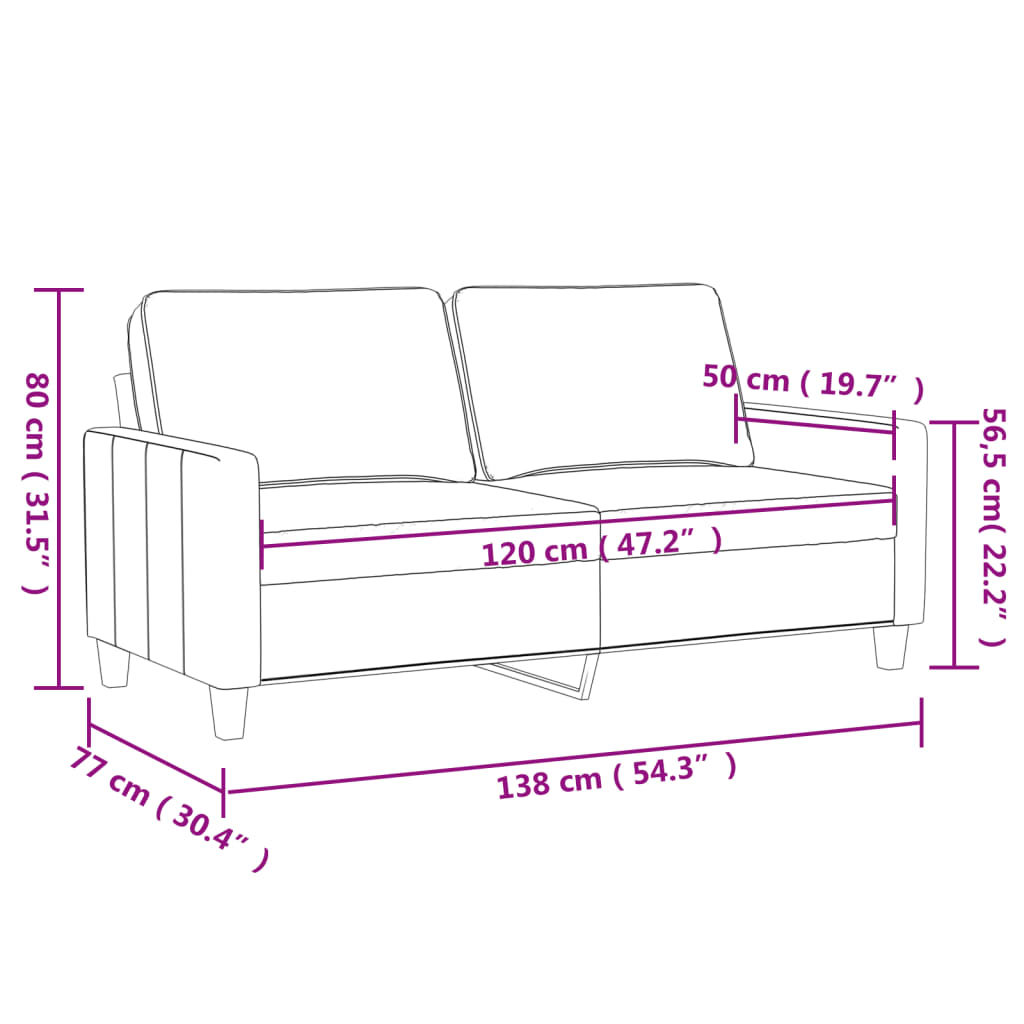 Tweezitsbank 120 cm kunstleer