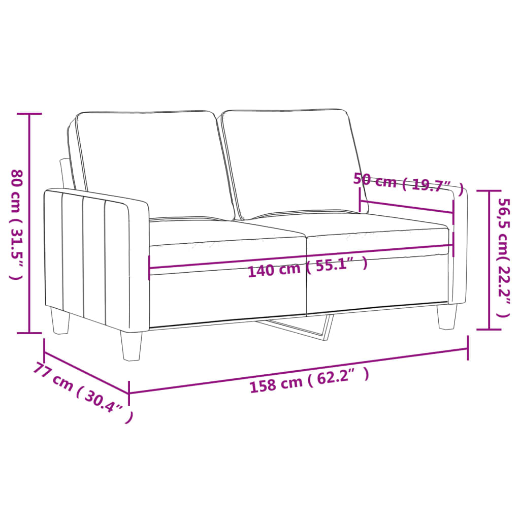 Tweezitsbank 120 cm kunstleer