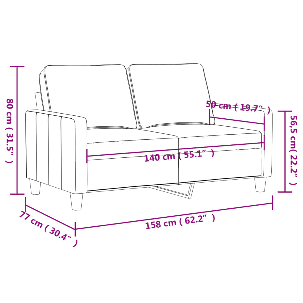 Tweezitsbank 120 cm kunstleer