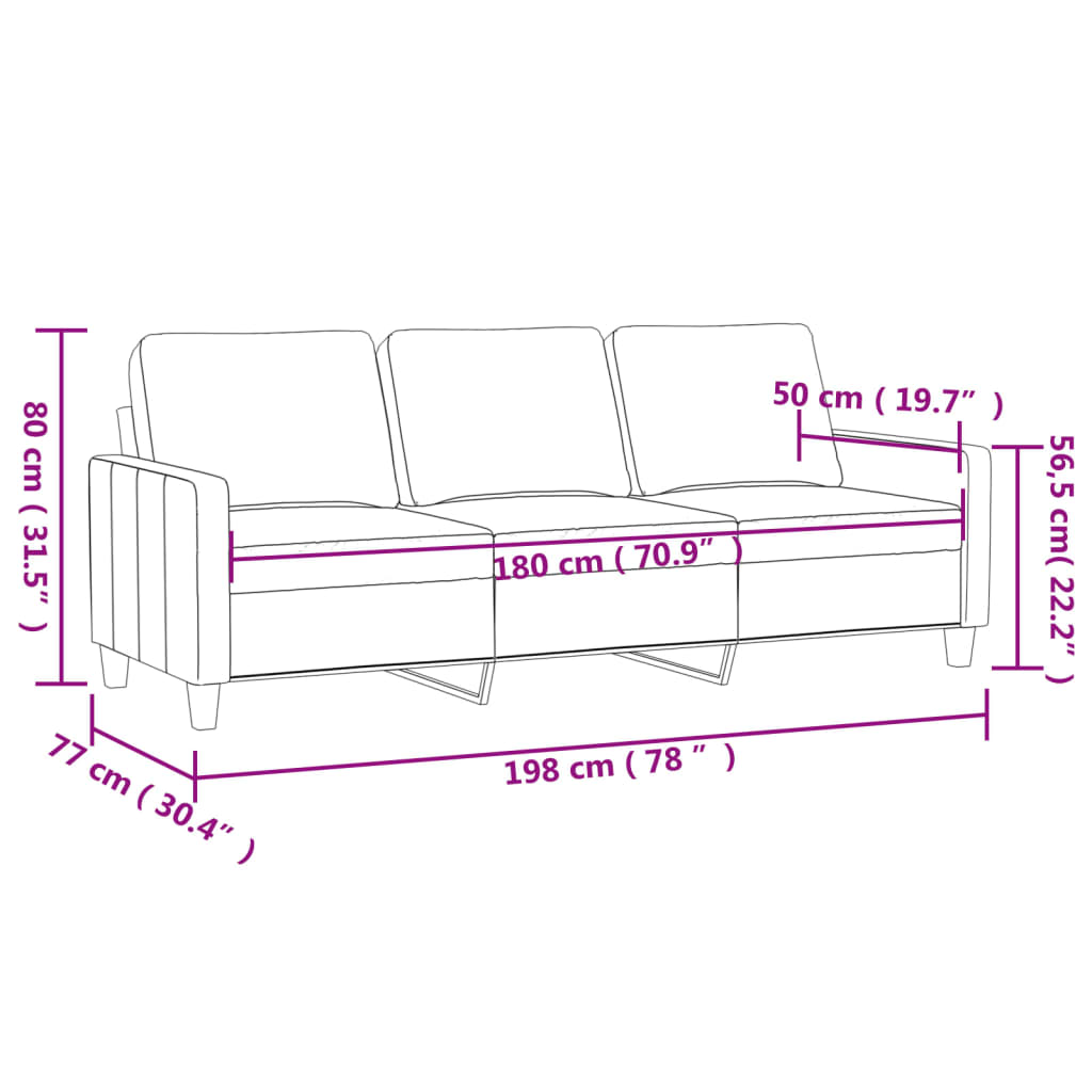 Canapé trois places 180 cm tissu