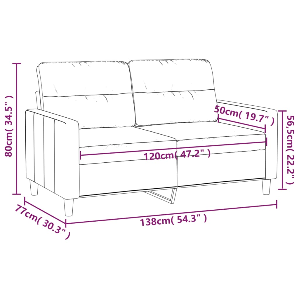 Tweezitsbank 120 cm stof crèmekleurig