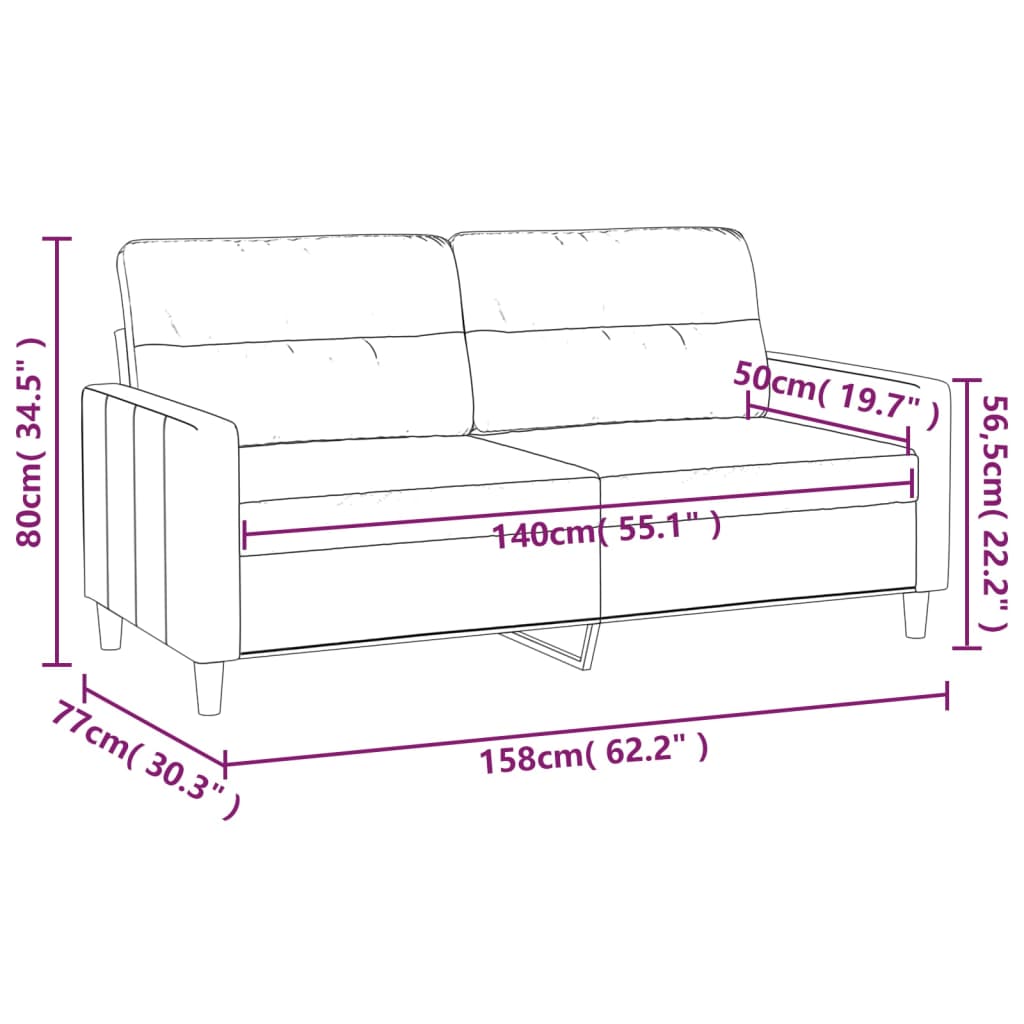 Tweezitsbank 120 cm stof crèmekleurig