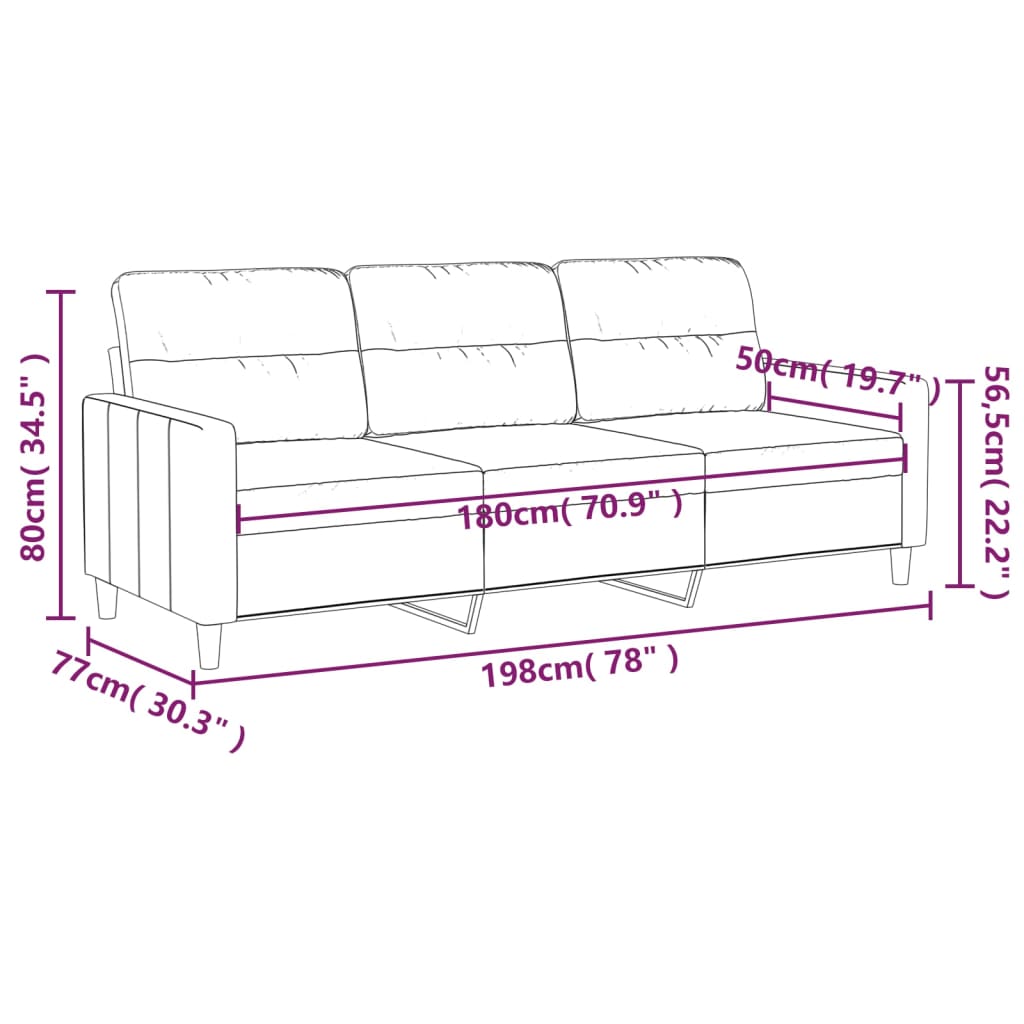 Tweezitsbank 120 cm stof crèmekleurig