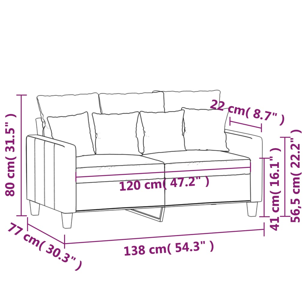 Canapé deux places 140 cm tissu