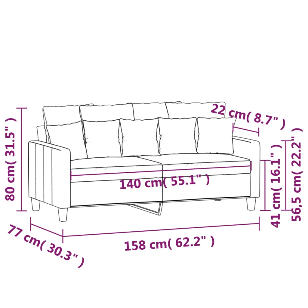 Canapé deux places 140 cm tissu