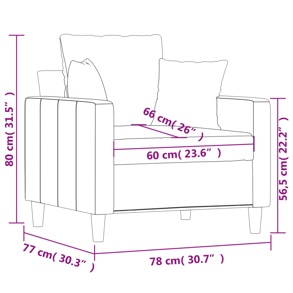 Fauteuil 60 cm velours