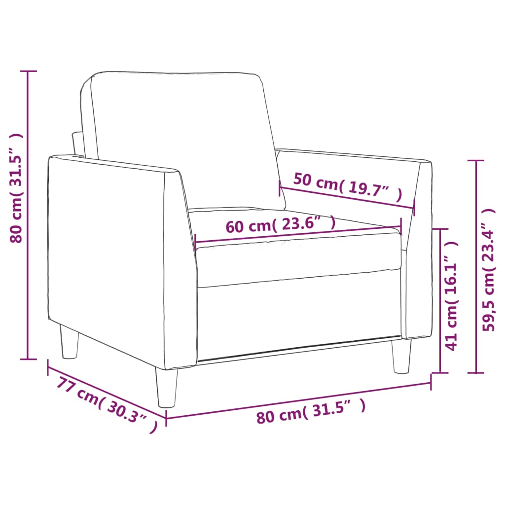 Fauteuil 60 cm kunstleer