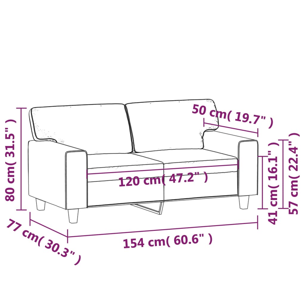 Tweezitsbank 120 cm kunstleer crèmekleurig