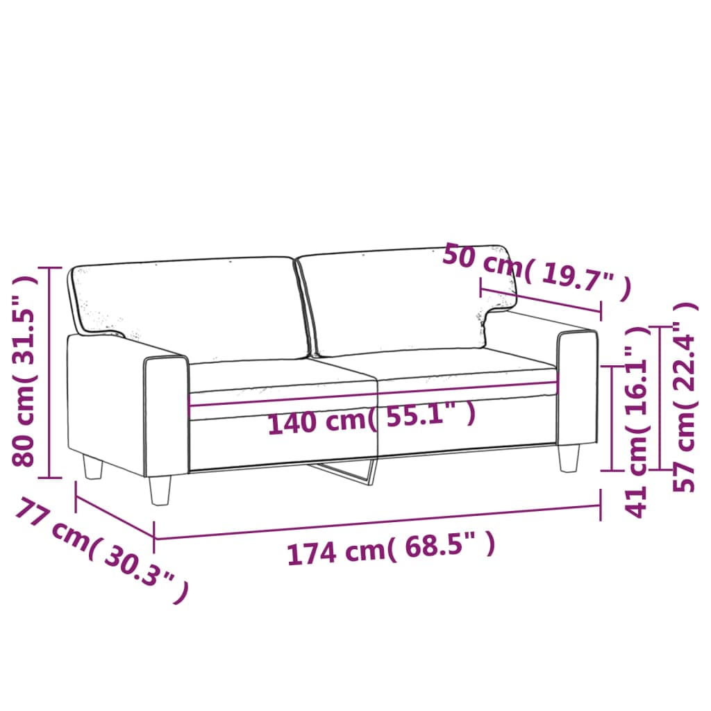 Tweezitsbank 140 cm kunstleer wijnrood