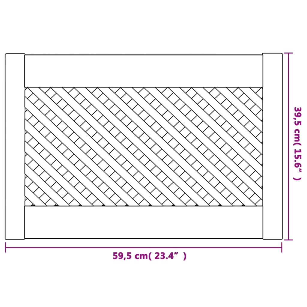 Kastdeuren met latwerk 2 st 39,5x61,5 cm massief grenenhout