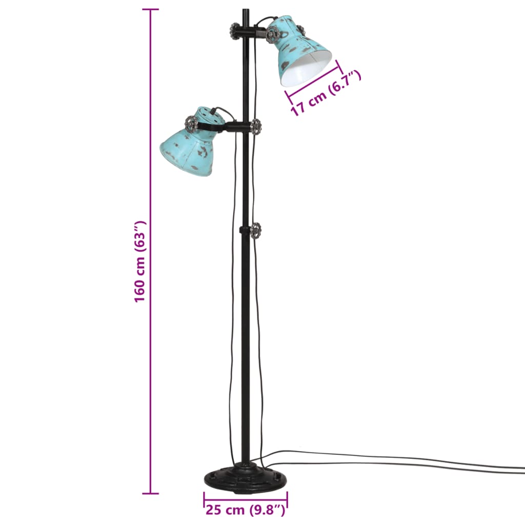 Vloerlamp met 2 lampenkappen E27 gietijzer