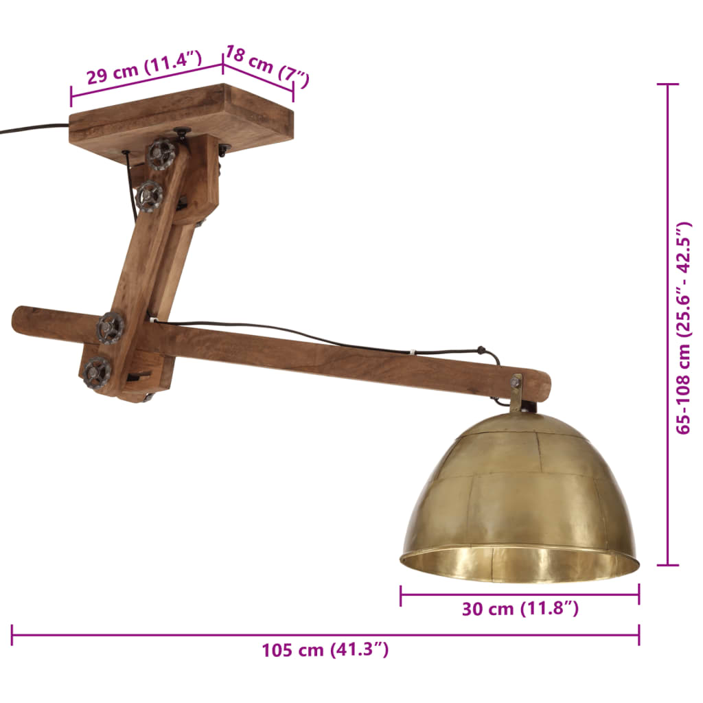 Plafondlamp 25 W E27 105x30x65-108 cm vintage zilverkleurig