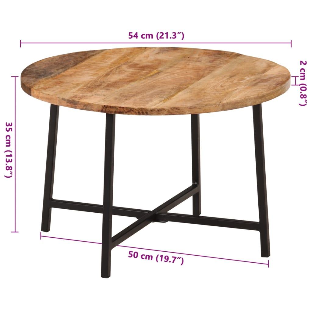 Table basse 35x35x45 cm en manguier massif et fer