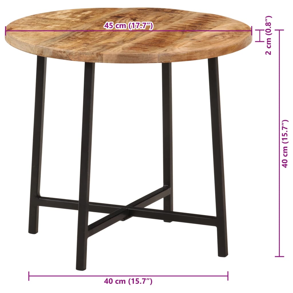 Table basse 35x35x45 cm en manguier massif et fer