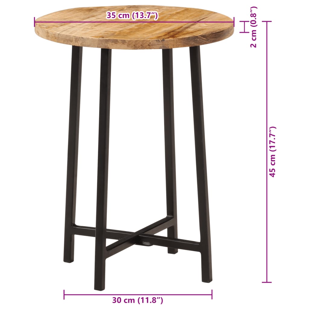 Salontafel 35x35x45 cm massief mangohout en ijzer