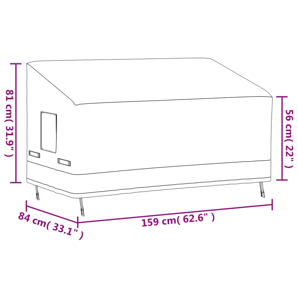 Tuinhoes 2-zitsbank 600D 137x97x48/74 cm oxford beige