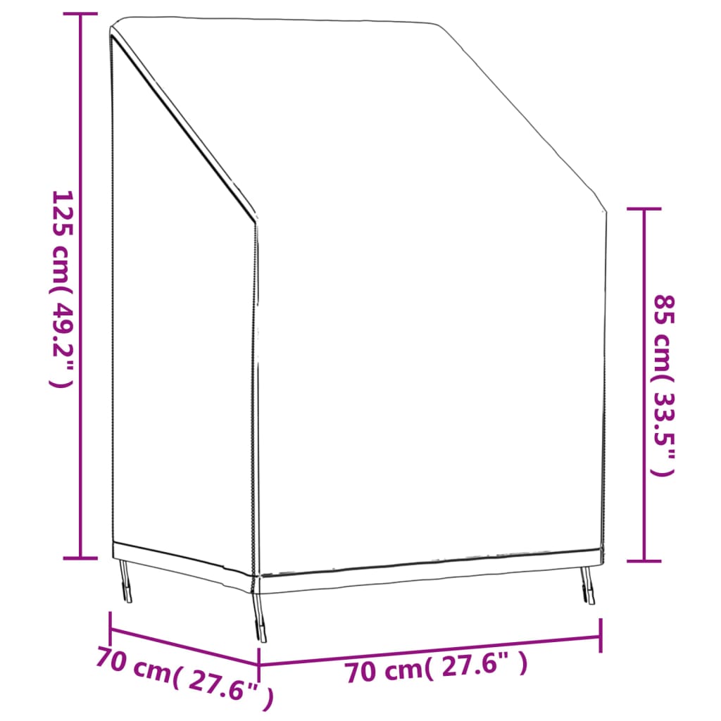 Tuinstoelhoes 96x79x49/74 cm 420D oxford zwart