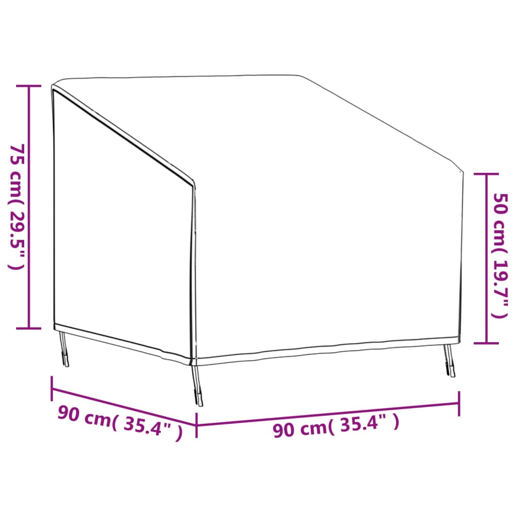 Tuinstoelhoes 96x79x49/74 cm 420D oxford zwart