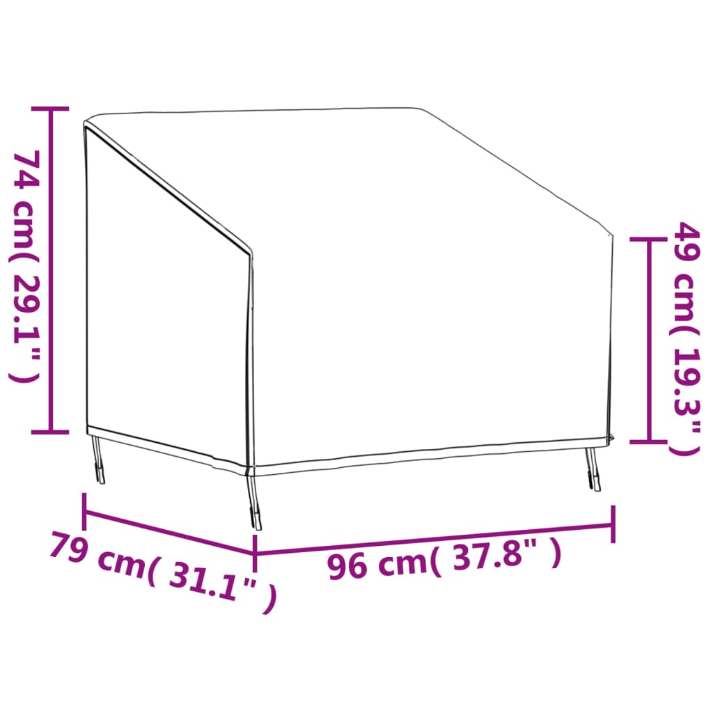 Tuinstoelhoes 96x79x49/74 cm 420D oxford zwart