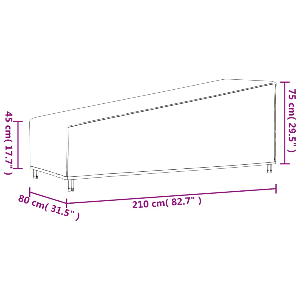 Ligbedhoes 420D 210x80x45/75 cm oxford zwart