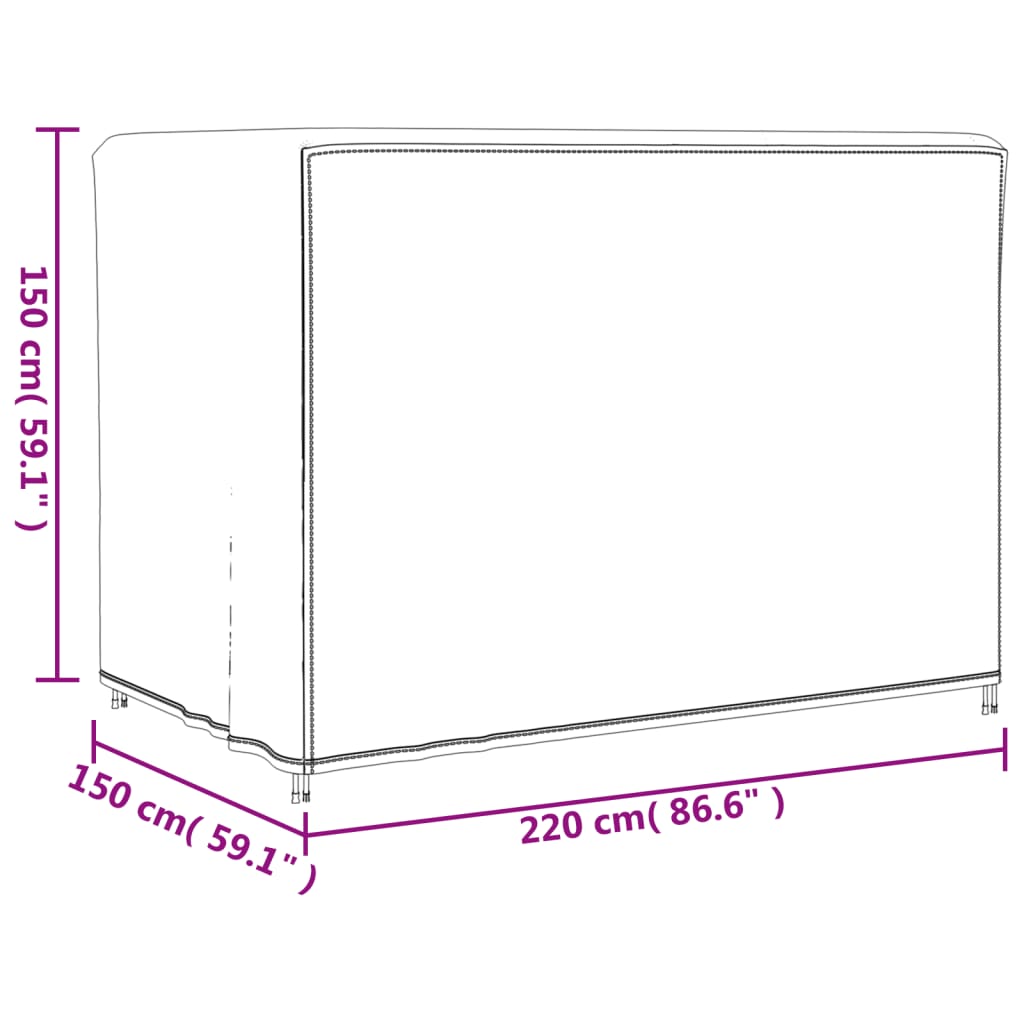 Hoes voor schommelbank 220x150x150 cm 420D oxford zwart