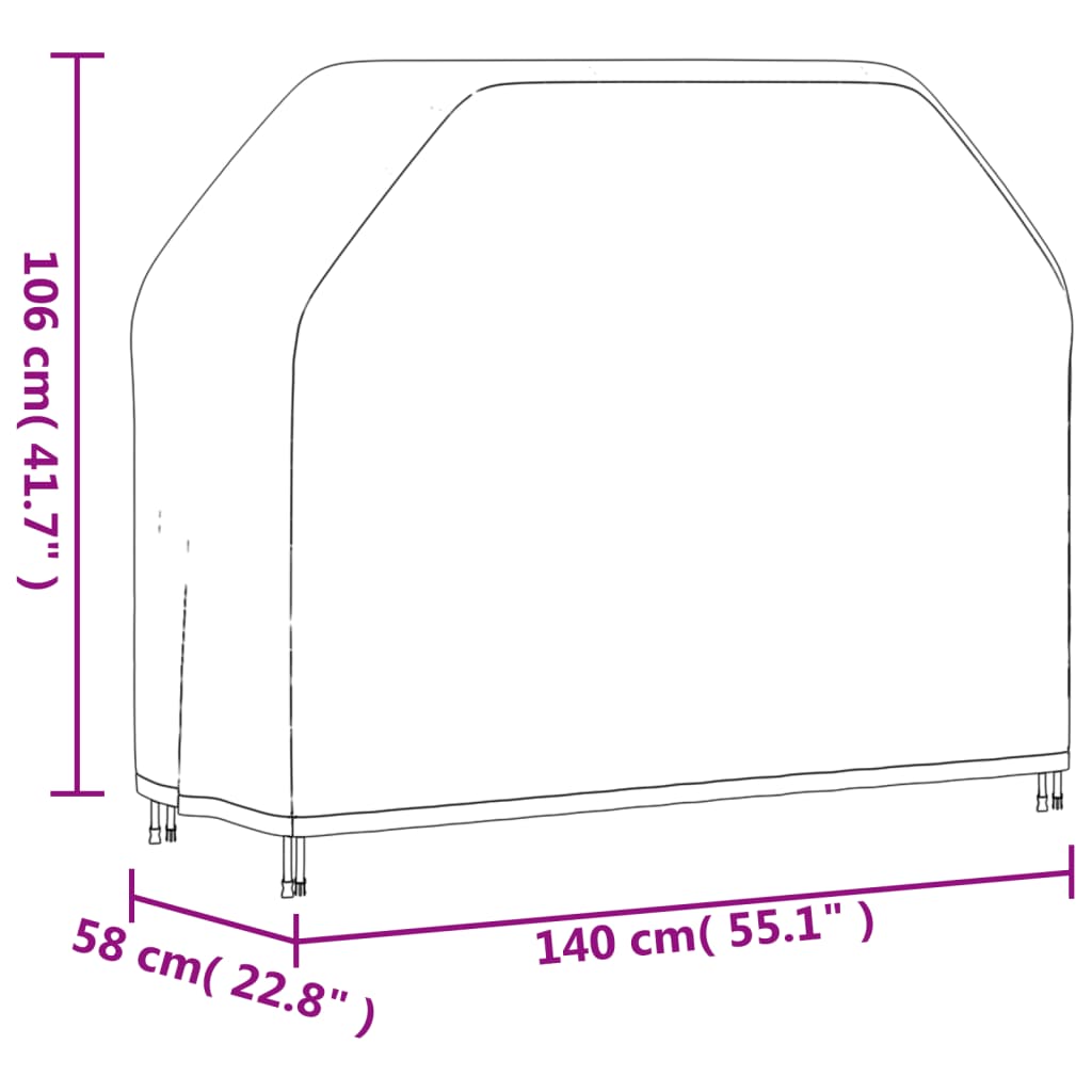 Housse de barbecue 140x58x106 cm 420D oxford noir