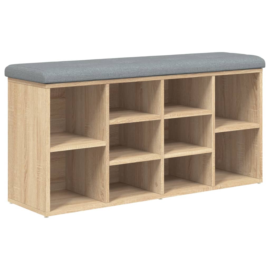 Schoenenbank 102x32x50 cm bewerkt hout eikenkleurig