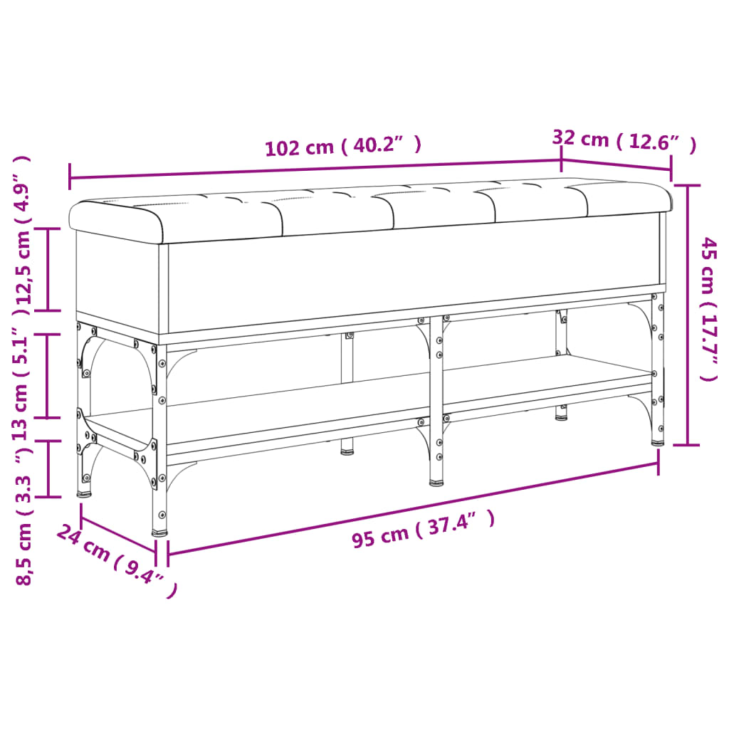 Schoenenbank 102x32x45 cm bewerkt hout