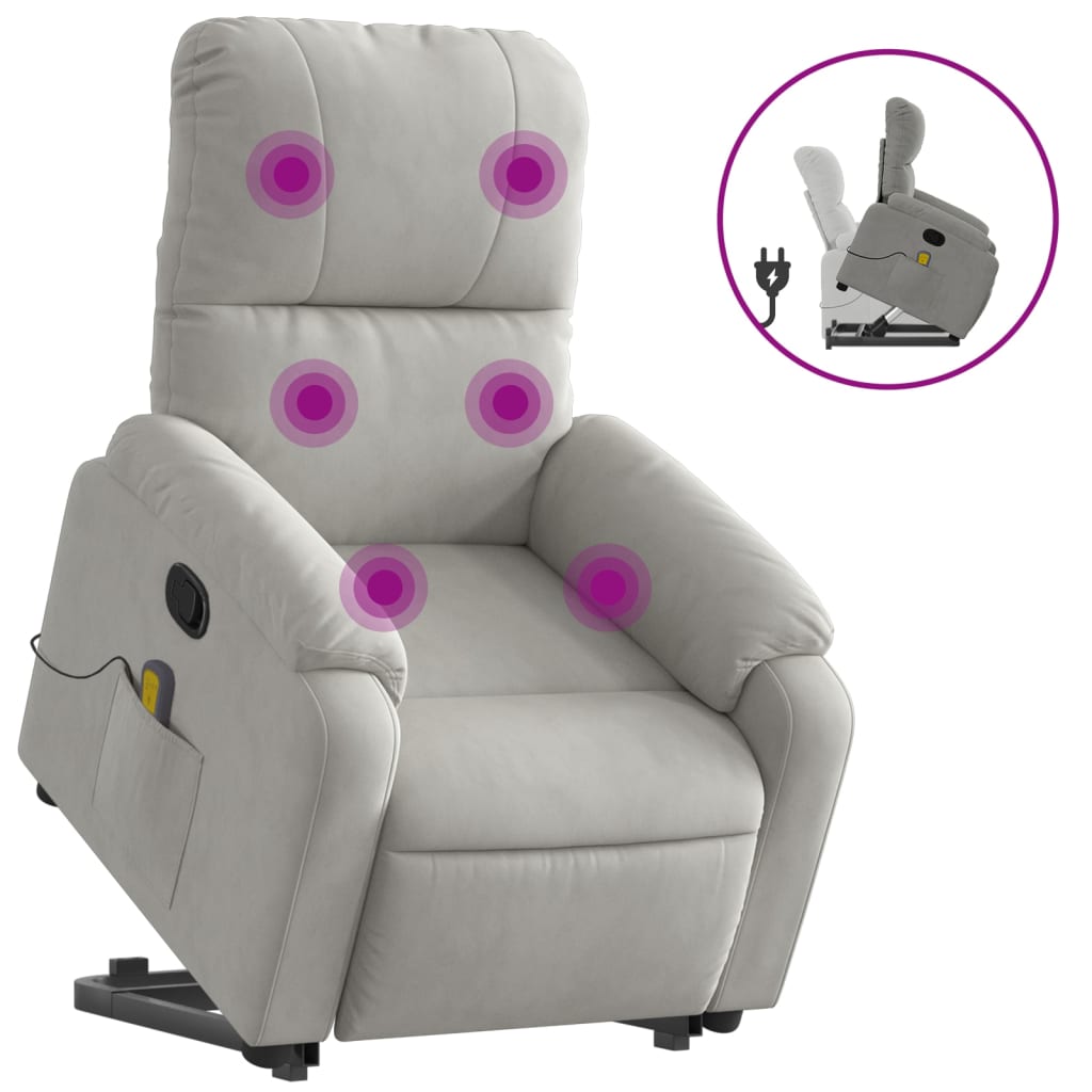 Fauteuil de massage debout, tissu microfibre réglable électriquement