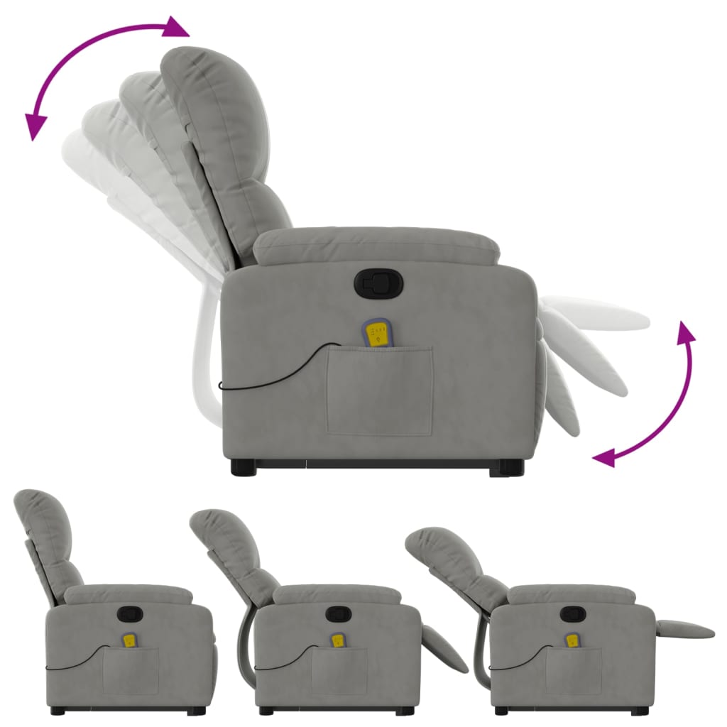 Fauteuil de massage debout, tissu microfibre réglable électriquement