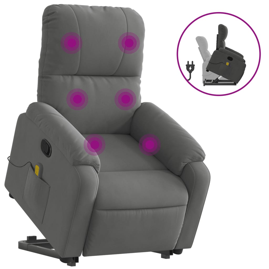 Fauteuil de massage debout, tissu microfibre réglable électriquement