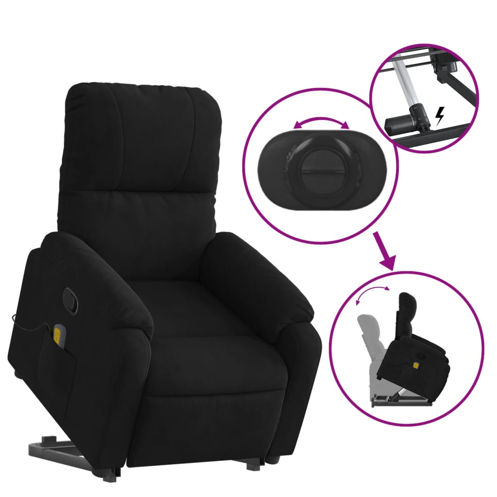 Fauteuil de massage debout, tissu microfibre réglable électriquement