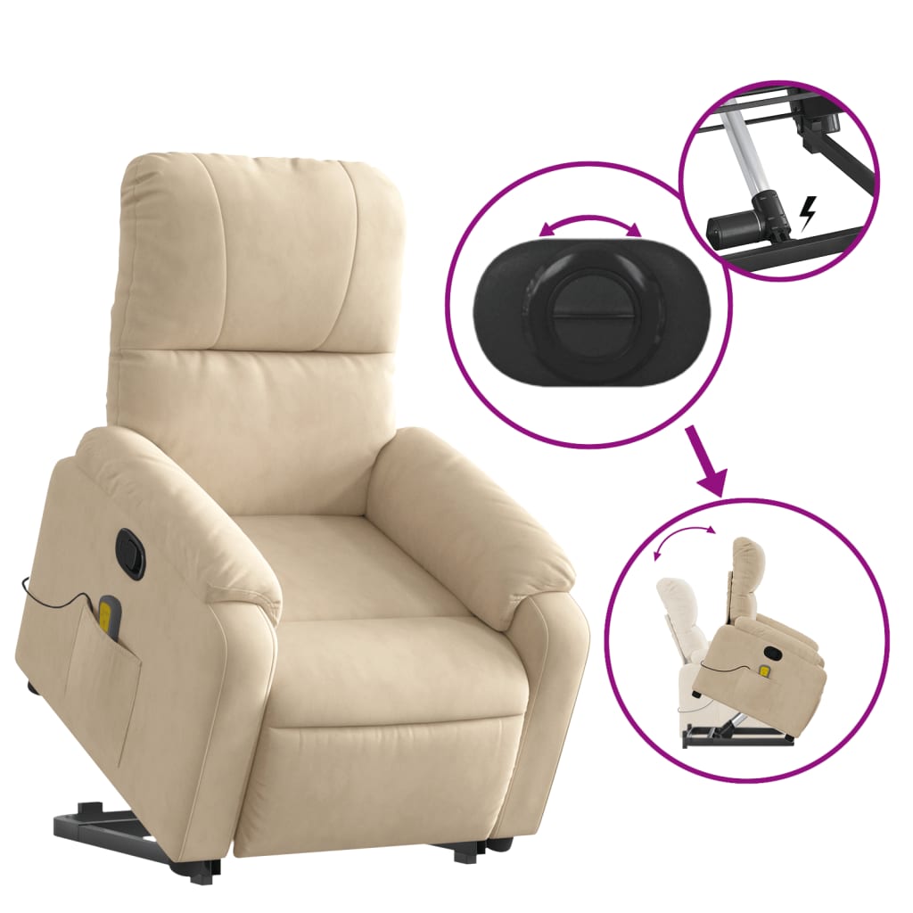 Fauteuil de massage debout, tissu microfibre réglable électriquement