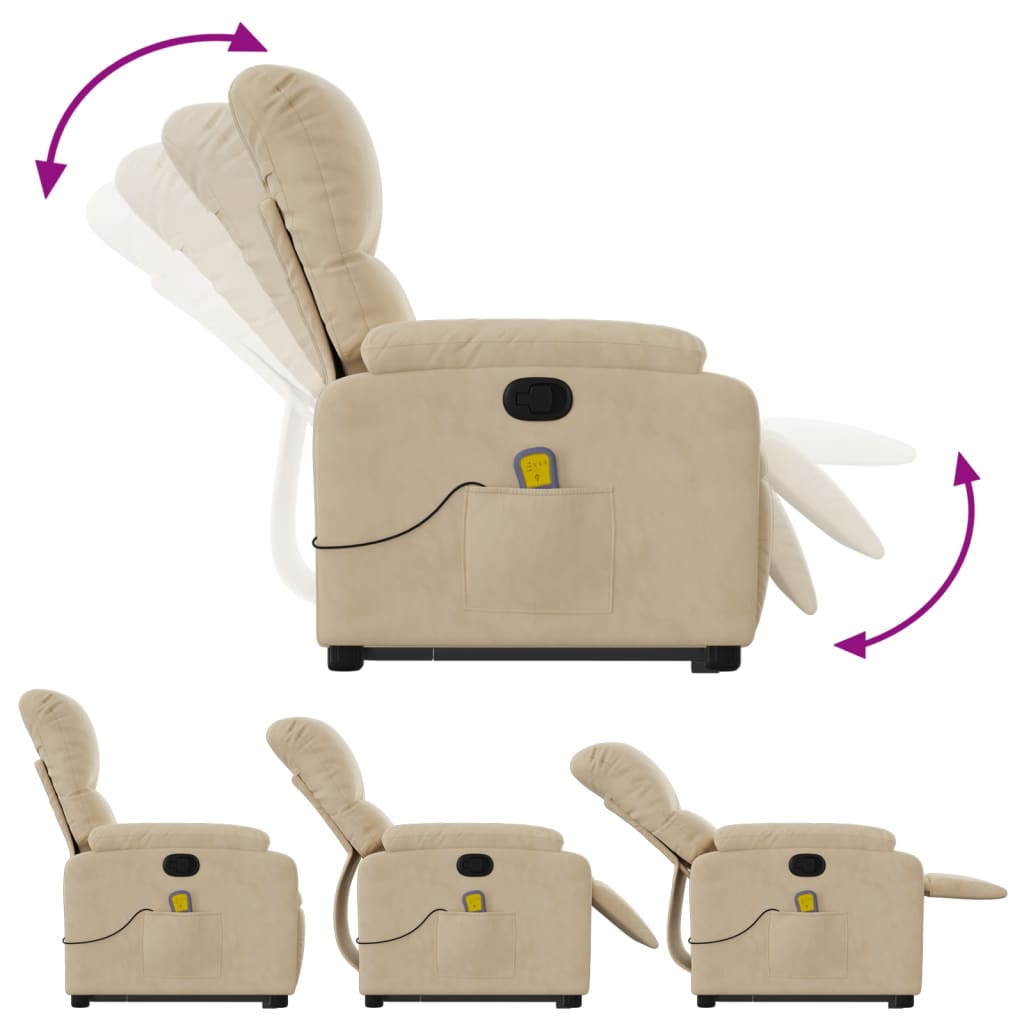 Fauteuil de massage debout, tissu microfibre réglable électriquement