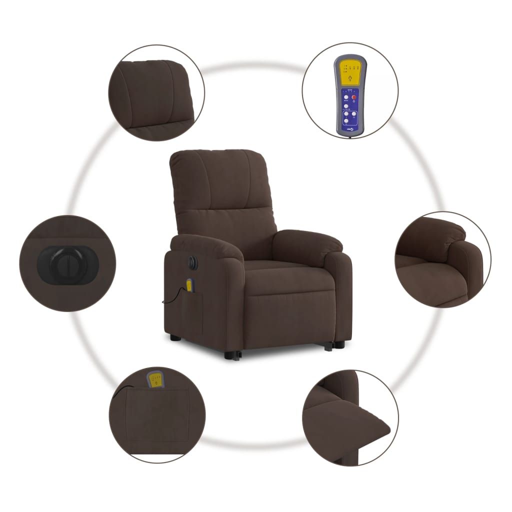 Fauteuil de massage debout, tissu microfibre réglable électriquement