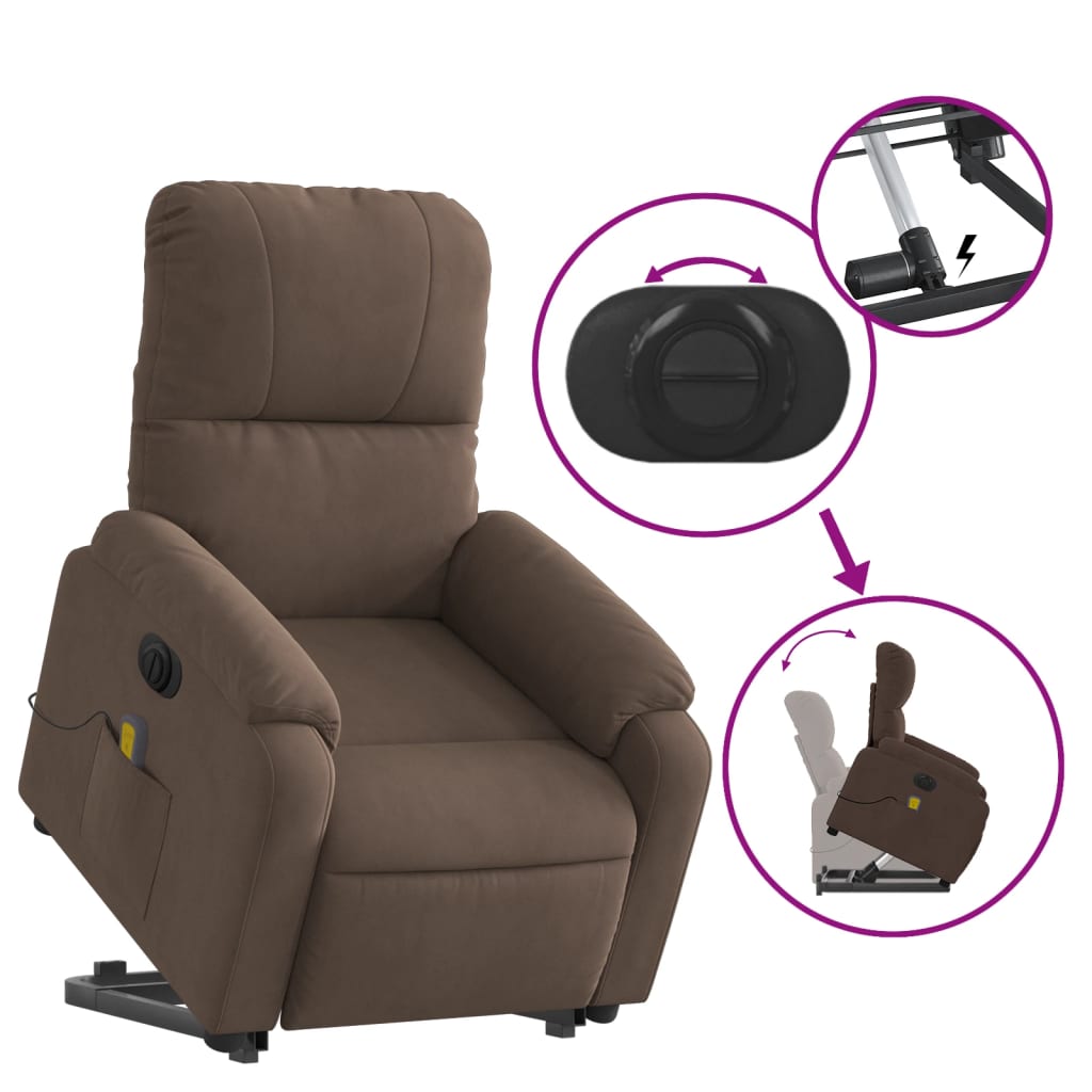 Fauteuil de massage debout, tissu microfibre réglable électriquement