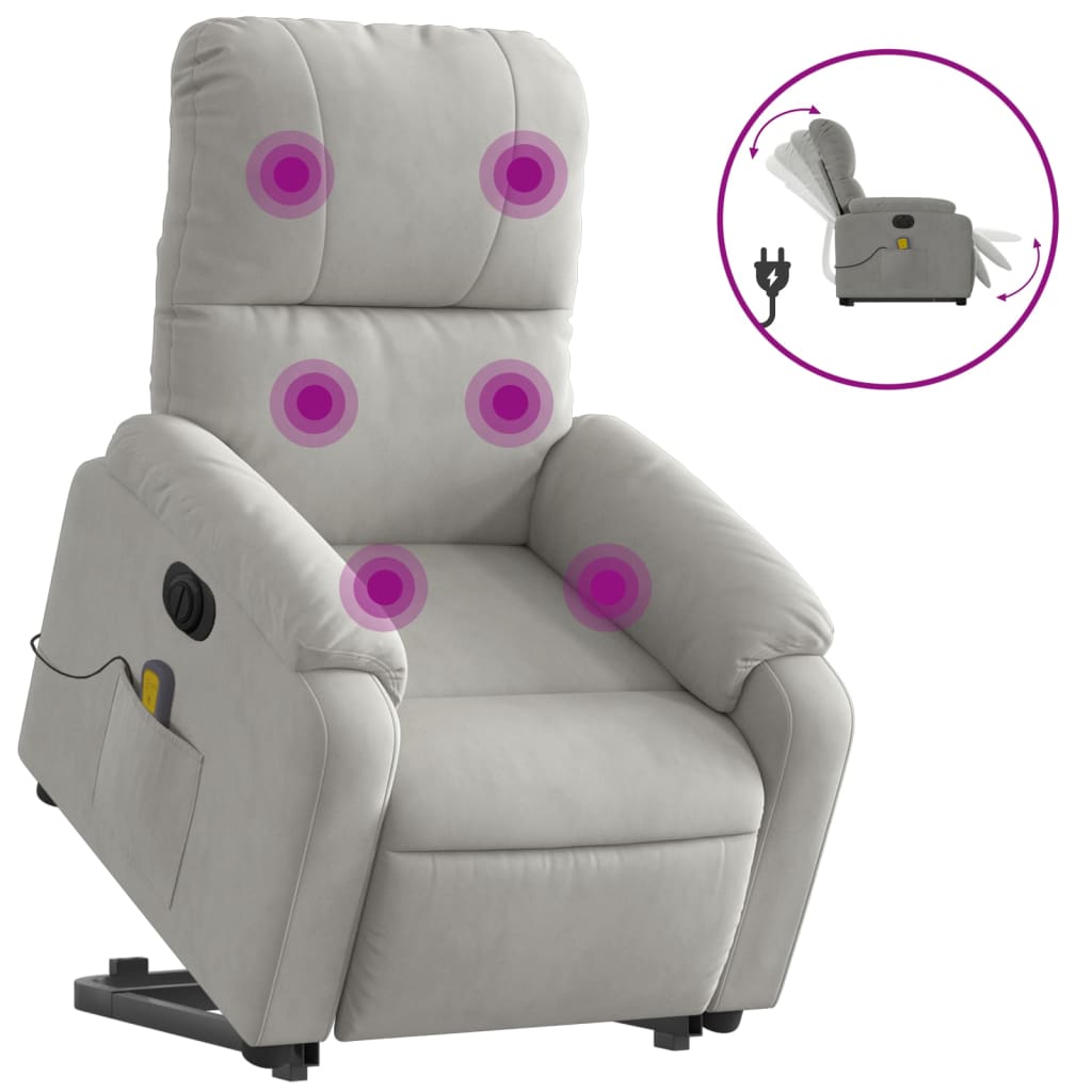 Fauteuil de massage debout, tissu microfibre réglable électriquement