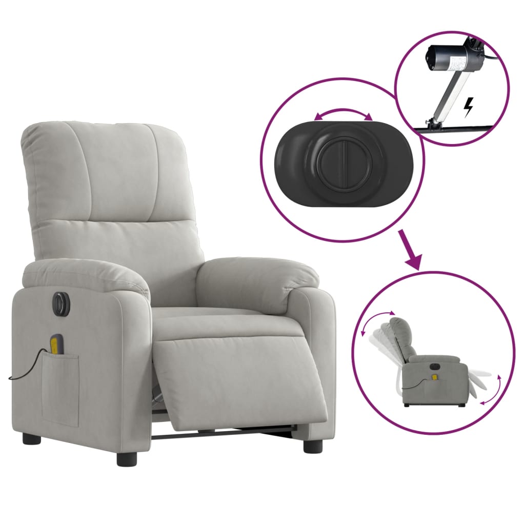 Fauteuil de massage debout, tissu microfibre réglable électriquement