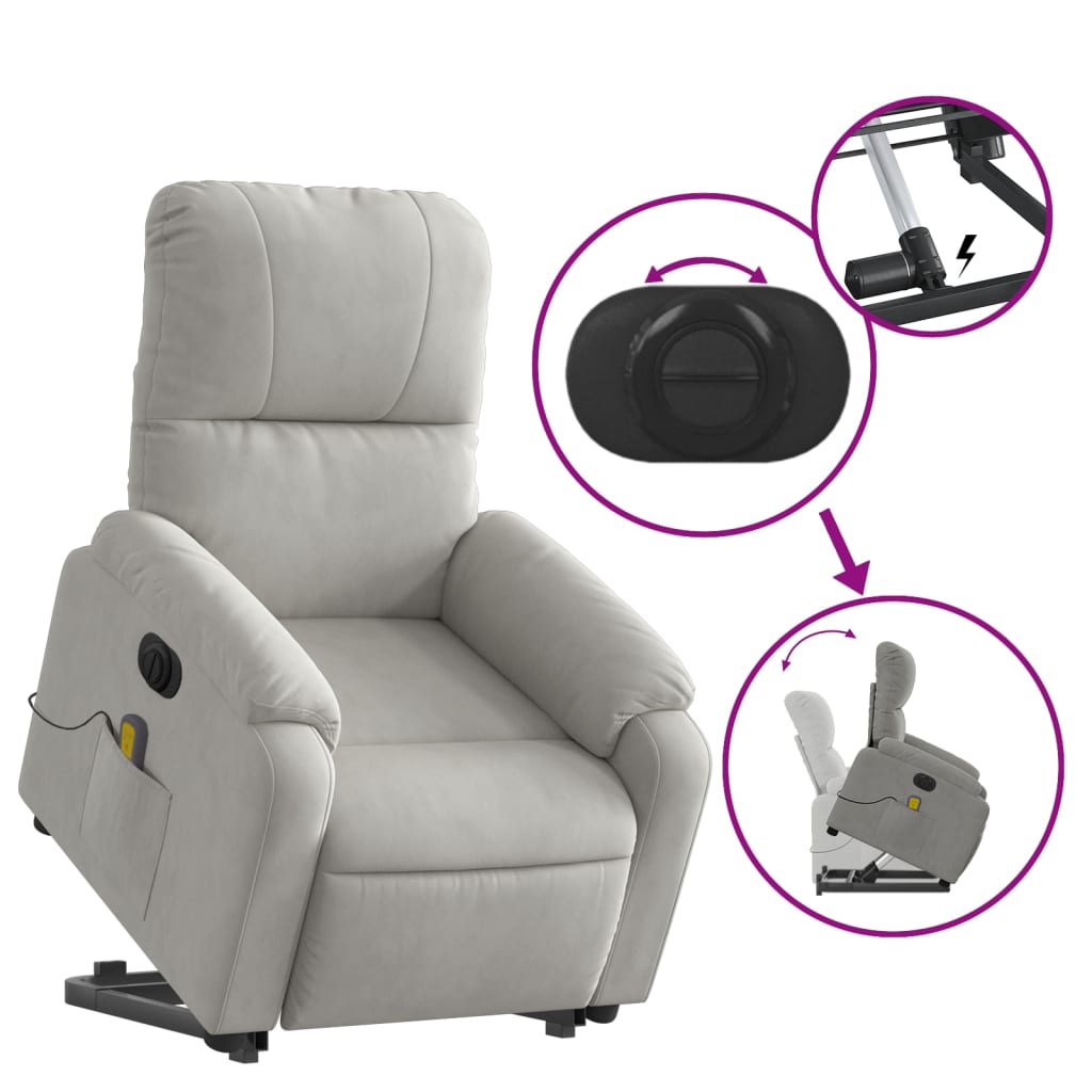 Fauteuil de massage debout, tissu microfibre réglable électriquement