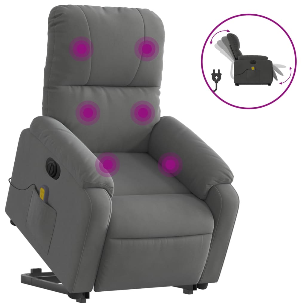 Fauteuil de massage debout, tissu microfibre réglable électriquement