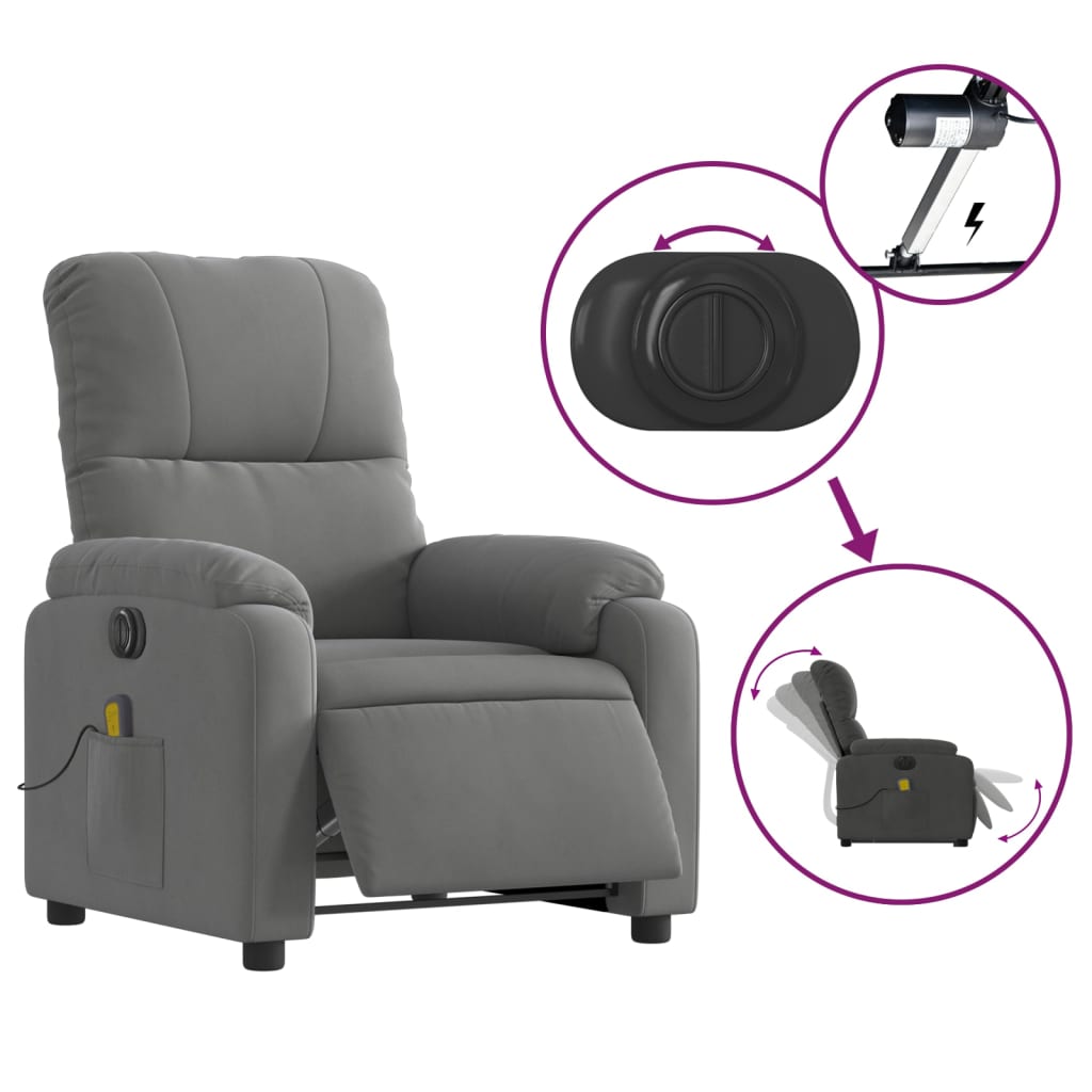 Fauteuil de massage debout, tissu microfibre réglable électriquement