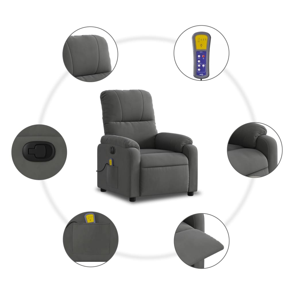 Fauteuil de massage debout, tissu microfibre réglable électriquement