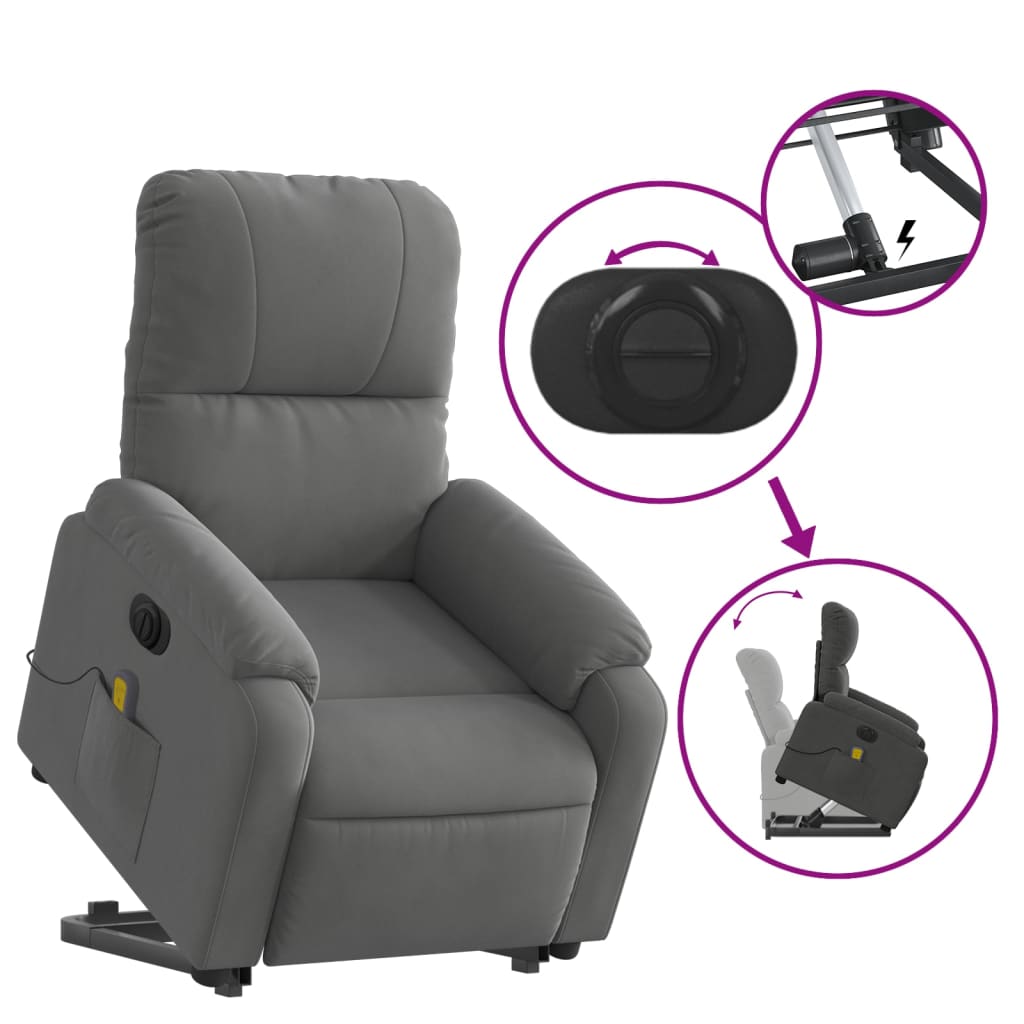 Fauteuil de massage debout, tissu microfibre réglable électriquement