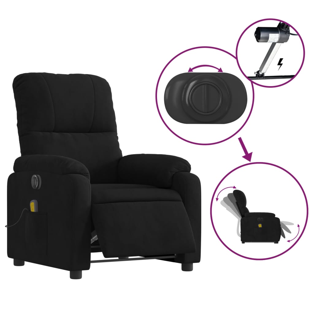 Fauteuil de massage debout, tissu microfibre réglable électriquement