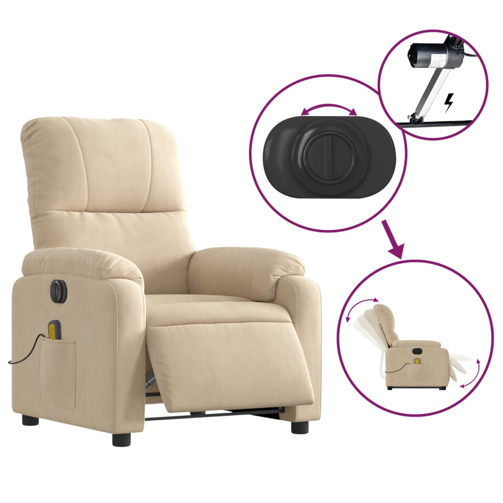 Fauteuil de massage debout, tissu microfibre réglable électriquement